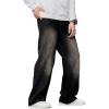imageOYOANGLE Mens Wide Leg Denim Pants Casual Hip Hop Solid Loose Fit Jean Pants Streetwear Skateboard PantsBlack