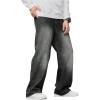 imageOYOANGLE Mens Wide Leg Denim Pants Casual Hip Hop Solid Loose Fit Jean Pants Streetwear Skateboard PantsGrey
