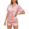 imageOYOANGLE Womens 2 Piece Leopard Satin Pajama Set Button Down Shirt and Shorts Pjs SleepwearPink