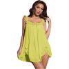 imageOYOANGLE Womens 2 Piece Mesh Sheer Floral Lace Babydoll Slip Dress Nightgowns and Thong Lingerie SetYellow