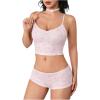 imageOYOANGLE Womens 2 Piece Pajama Sets Bow Graphic Print Cami Top and Low Waist Shorts Set SleepwearPink