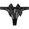 imageOYOANGLE Womens Bow Sheer VStrings Low Rise Thong Panties UnderwearBlack