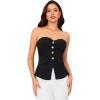 imageOYOANGLE Womens Button Front Split Hem Strapless Tube Top Elegant Workwear Tank TopsBlack