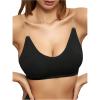 imageOYOANGLE Womens Clear Strap Invisible Seamless Bra Wireless Dance Bra Backless Non Padded BraletteBlack