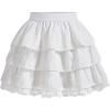 imageOYOANGLE Womens Elastic High Waist Mini Skirts Y2K Tiered Ruffle Lace Short SkirtWhite