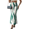 imageOYOANGLE Womens Graphic Printed Ruch Maxi Skirt High Waist Stretchy Bodycon SkirtsGreen