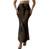 imageOYOANGLE Womens Graphic Printed Ruch Maxi Skirt High Waist Stretchy Bodycon SkirtsMocha Brown