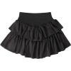 imageOYOANGLE Womens High Waist Tiered Skirt Cute Summer Flowy Ruffle Mini SkirtsBlack