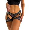 imageOYOANGLE Womens Leopard High Waist Garter Panty Cut Out Boyshorts Bottom UnderwearBlack