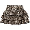 imageOYOANGLE Womens Leopard Print Mini Skirt Elastic Waist Tiered Layer Ruffle Short SkirtsMulticolor