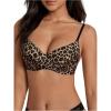 imageOYOANGLE Womens Leopard Print V Neck Spaghetti Strap Bras Underwire Push Up BralettesBrown Black