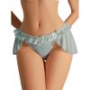 imageOYOANGLE Womens Lingerie Lace Ruffle Panties Bowknot Mid Waist Thongs UnderwearBlue