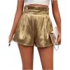 imageOYOANGLE Womens Metallic Sparkly Elastic High Waisted Shorts Party Straight Leg ShortsDeep Gold