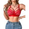 imageOYOANGLE Womens Rhinestone Sparkly Cut Out Bralette Bra Shiny Light Supports Comfy Wireless BrasRed