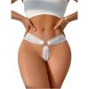imageOYOANGLE Womens Ring Linked Floral Lace Low Rise Thongs Comfortable Lingerie UnderwearWhite