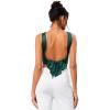 imageOYOANGLE Womens Satin Crop Top Bowknot Backless Sleeveless Ruched Party Blouse Going OutDark Green