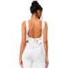 imageOYOANGLE Womens Satin Crop Top Bowknot Backless Sleeveless Ruched Party Blouse Going OutWhite