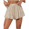 imageOYOANGLE Womens Sequin Glitter High Waisted Skirt Shorts Party Sparkly A Line Mini SkortChampagne