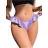 imageOYOANGLE Womens Silk Stain Ruffle Trim Thong Panties Low Rise No Show UnderwearMauve Purple