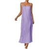 imageOYOANGLE Womens Sleeveless Spaghetti Strap Pleated Straight Flowy Long Maxi Cami DressPurple