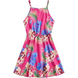 imageOYOANGLE Girls Casual Boho Floral Print Sleeveless ALine Swing Cami Hawaiian Dress SundressHot Pink Multi