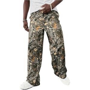 imageOYOANGLE Mens All Over Print Long Pants Zipper Fly Wide Leg Trousers with Pockets StreetwearMulticolor