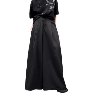 imageOYOANGLE Mens Baggy Wide Leg Pants Button Front Pleated Long Trousers Zipper Fly Palazzo Pants StreetwearBlack