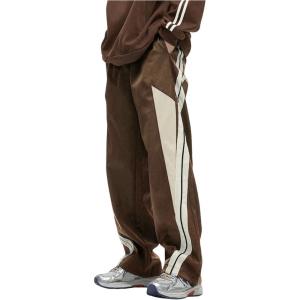 imageOYOANGLE Mens Colorblock Drawstring Waist Straight Wide Leg Baggy Pants with PocketCoffee Brown