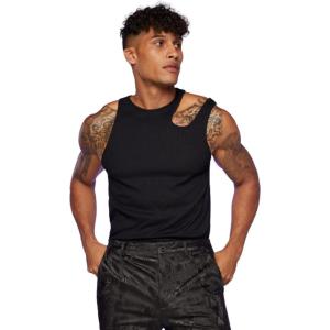 imageOYOANGLE Mens Cut Out Asymmetrical Neck Sleeveless Club Tank Top ShirtBlack