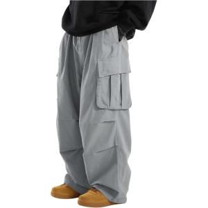 imageOYOANGLE Mens Drawstring Elastic Waist Flap Pockets Streetwear Baggy Cargo Pants Joggers Hiking TrousersLight Grey