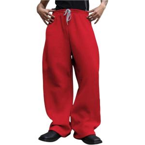 imageOYOANGLE Mens Drawstring Waist Straight Wide Leg Baggy Pants Workout Athletic Sweatpants with PocketRed