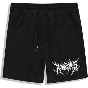 imageOYOANGLE Mens Graphic Drawstring Shorts Athletic Sport Gym Workout ShortsBlack