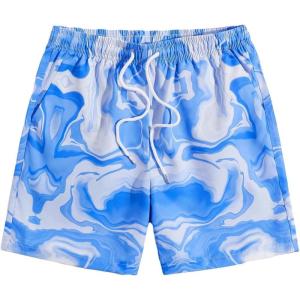 imageOYOANGLE Mens Graphic Print Drawstring Elastic Waist Shorts Casual Tie Dye Running Athletic Sport ShortsBlue