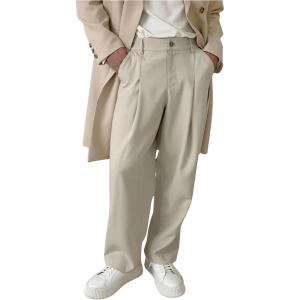 imageOYOANGLE Mens Pleated Trousers Straight Leg Business Work Office Casual Dress Pants Pockets Long SlacksApricot