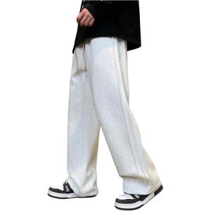 imageOYOANGLE Mens Textured Elastic Drawstring Waist Straight Leg Pants Casual Track Pants SweatpantsGrey