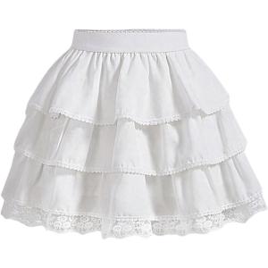 imageOYOANGLE Womens Elastic High Waist Mini Skirts Y2K Tiered Ruffle Lace Short SkirtWhite
