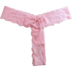 imageOYOANGLE Womens Ring Linked Floral Lace Low Rise Thongs Comfortable Lingerie UnderwearLight Pink