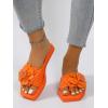imageOYOANGLE Womens Boho Floral Decor Square Open Toe Braided Thong Sandals Square Open Toe Slide SandalsOrange
