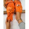 imageOYOANGLE Womens Boho Floral Decor Square Open Toe Braided Thong Sandals Square Open Toe Slide SandalsOrange