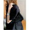 imageOYOANGLE Womens Bow Decor Zipper Top Handle Handbags Lightweight Solid Casual Shoulder Bags Clutch PurseBlack