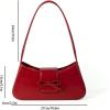 imageOYOANGLE Womens Bow Decor Zipper Top Handle Handbags Lightweight Solid Casual Shoulder Bags Clutch PurseRed