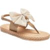 imageOYOANGLE Womens Bow Pearl Decor Open Toe Flip Flop Sandals Slingback Flat Summer Vacation Thong SandalsKhaki
