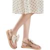 imageOYOANGLE Womens Bow Pearl Decor Open Toe Flip Flop Sandals Slingback Flat Summer Vacation Thong SandalsKhaki