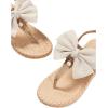 imageOYOANGLE Womens Bow Pearl Decor Open Toe Flip Flop Sandals Slingback Flat Summer Vacation Thong SandalsKhaki