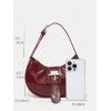 imageOYOANGLE Womens Buckled Leather Shoulder Bags Vintage Zipper Clutch Handbags Small Hobo Bag with Adjustable StrapBurgundy