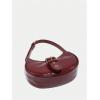 imageOYOANGLE Womens Buckled Leather Shoulder Bags Vintage Zipper Clutch Handbags Small Hobo Bag with Adjustable StrapBurgundy