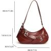 imageOYOANGLE Womens Buckled Punk Shoulder Bags Zipper Top Handle Handbags Y2k Adjustable Strap Underarm BagsBurgundy