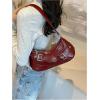 imageOYOANGLE Womens Buckled Punk Shoulder Bags Zipper Top Handle Handbags Y2k Adjustable Strap Underarm BagsBurgundy