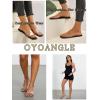 imageOYOANGLE Womens Clear Square Open Toe Sandals Pu Leather Flat Slide On Sandals Transparent Outdoor SlippersBlack