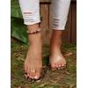 imageOYOANGLE Womens Clear Square Open Toe Sandals Pu Leather Flat Slide On Sandals Transparent Outdoor SlippersBrown Black